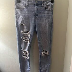 American Eagle Outfitters Light Blue Distressed Skinny Jeans